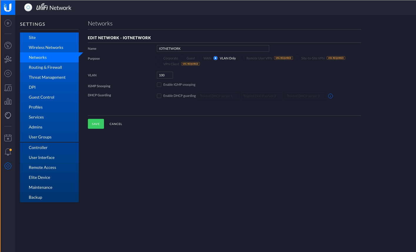 Unifi Network Setup Created